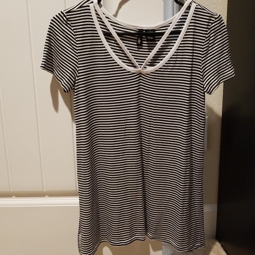 Black and white striped top